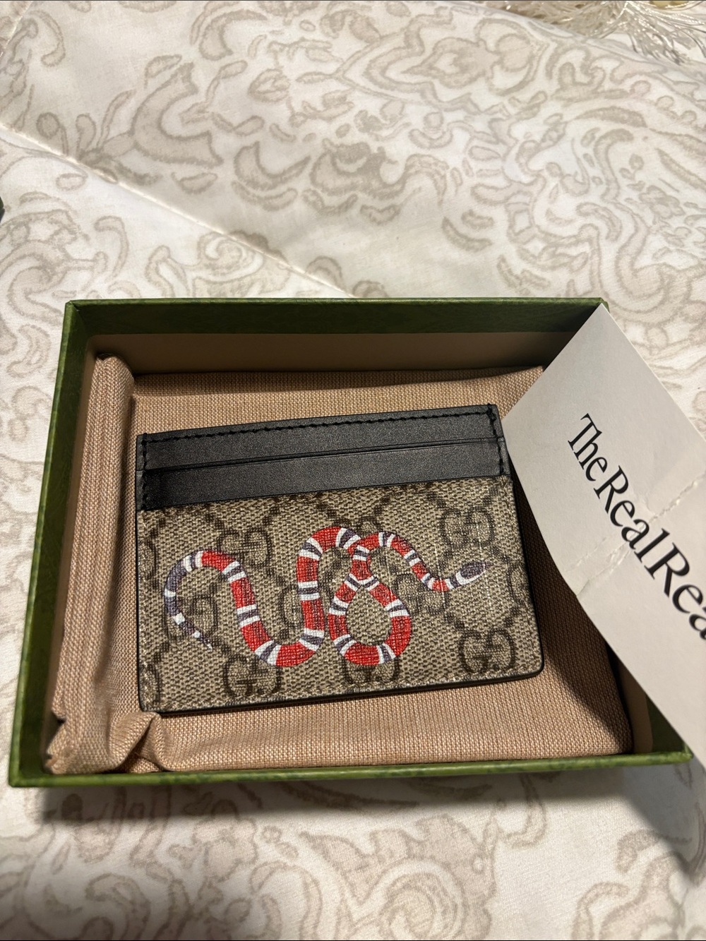 Gucci Kingsnake print GG Supreme Card Case